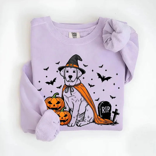 Comfort Colors Halloween Labrador Sweatshirt | Spooky Lab Witch Sweater | Labrador Dog Sweater | Funny Halloween Dog Lover Gift | Labrador Retriever Gifts