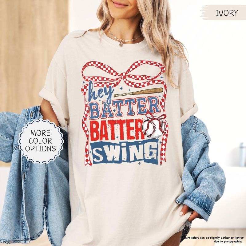 Comfort Colors Hey Batter Batter Swing Shirt, Coquette Baseball Shirt, Baseball Lover, Baseball Mom Shirt, Game Day Tee...