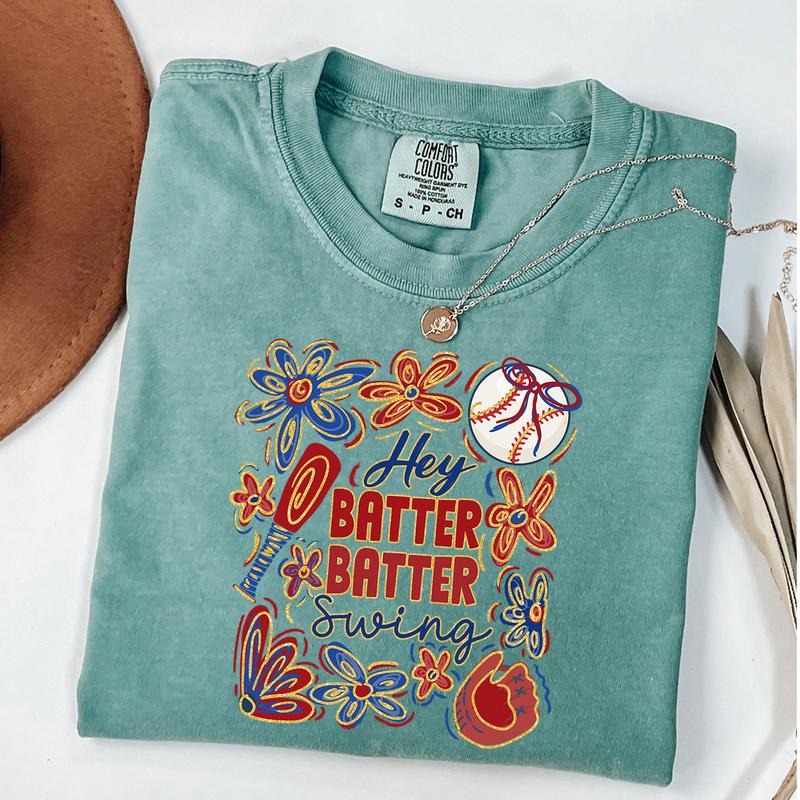 Comfort Colors Hey Batter Batter Swing Shirt, Game Day Baseball Coquette Shirt, Baseball Mom Shirt