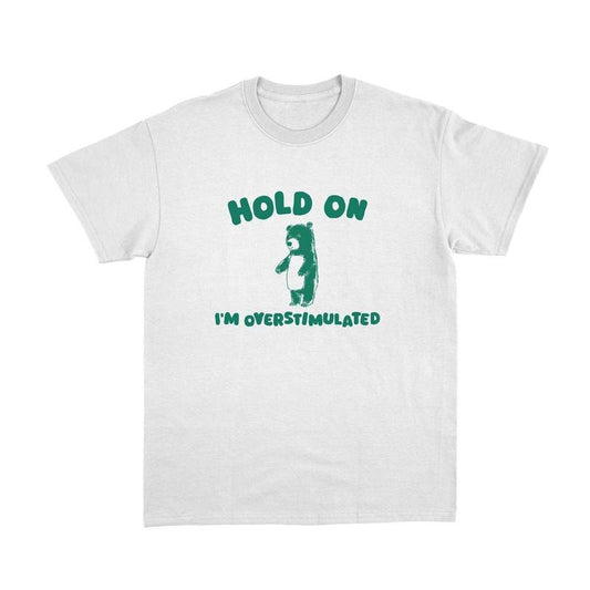 Comfort Colors Hold On I'm Overstimulated T Shirt, Funny T Shirt, Meme Shirt, Funny Bear Tee