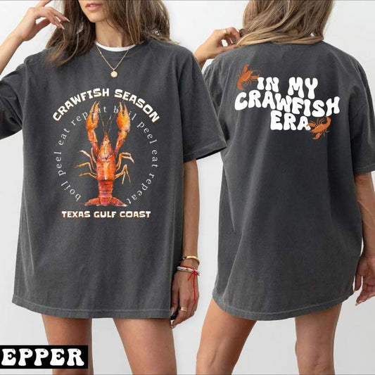Comfort Colors In My Crawfish Era T-Shirt, Funny Cowboy Crawfish Meme Tee, Ultra Soft Cotton Tee, Everyday Casual Wear