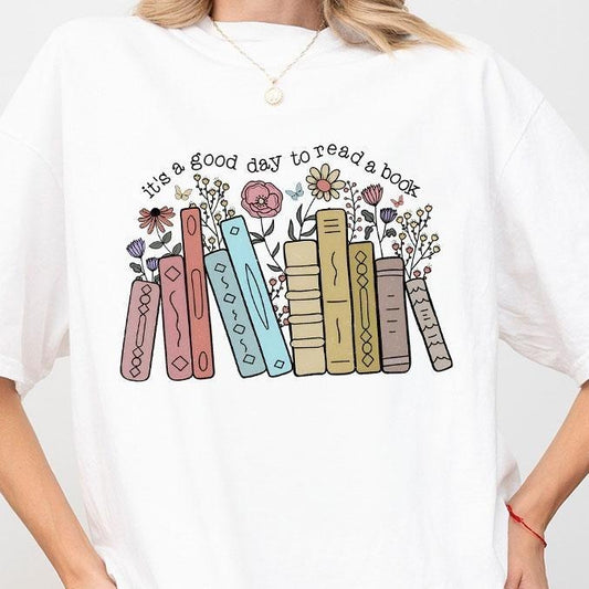 Comfort Colors It's A Good Day To Read A Book Shirt, Book Lover T-Shirt, Teacher Shirt,Reading Shirt, Back To School Shirt,  Book T-shirt, Shirt For Women, Women Top, Teacher Gifts, Book Love Shirt For Girl Breathable Casual Womenswear Comfortable Tshirt
