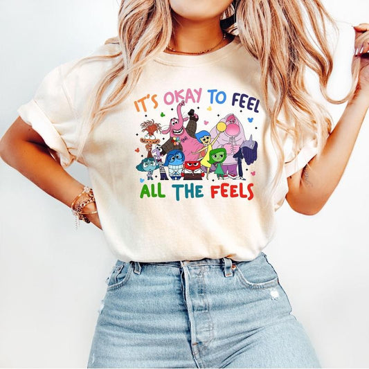 Comfort Colors It's Okay To Feel All The Feels T-Shirt, Therapy Shirt, Teacher Shirt, Gift for Teacher