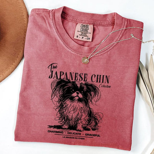 Comfort Colors Japanese Chin T-Shirt, Elegant Standard Japanese Chin Tee, Ink Sketch Poodle Shirt, Vintage Pet Graphic Tee, Proud Dog Owner Gift
