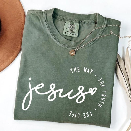 Comfort Colors Jesus The Way The Truth The Life Shirt for Women , Christian Shirt for Women ,Christian Tshirt,Jesus Tee for Christian Apparel