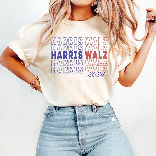 Comfort Colors Kamala Harris Walz 2024 Shirt, Madam President Election T-shirt, Retro Voting Tee, Democrat Rally Gift For Liberal Voter