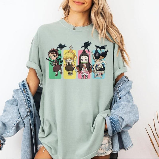 Comfort Colors Kimetsu no Yaiba Shirt - Demon Slayer Tshirt, Cute Tanjiro Tshirt, Nezuko Tshirt