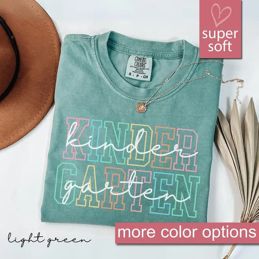 Comfort Colors Kindergarten Teacher Shirt, Elementary School, Teaching Tee, First Day Of Kindergarten, Teacher Team