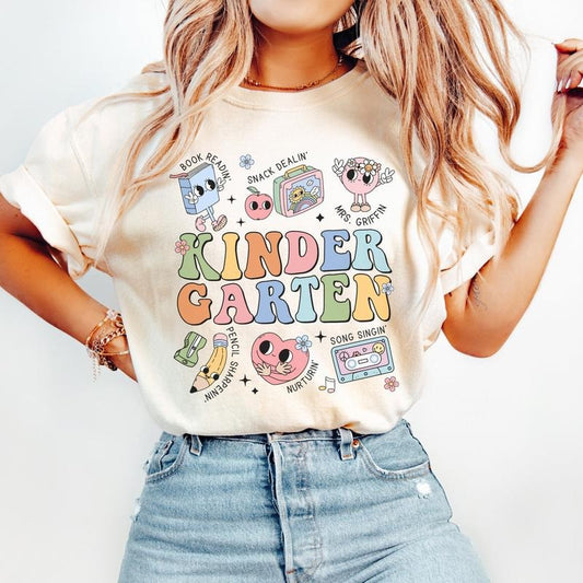 Comfort Colors Kindergarten Teacher Shirt, Personalized Kindergarten Teacher Gift, First Day of School for Teachers