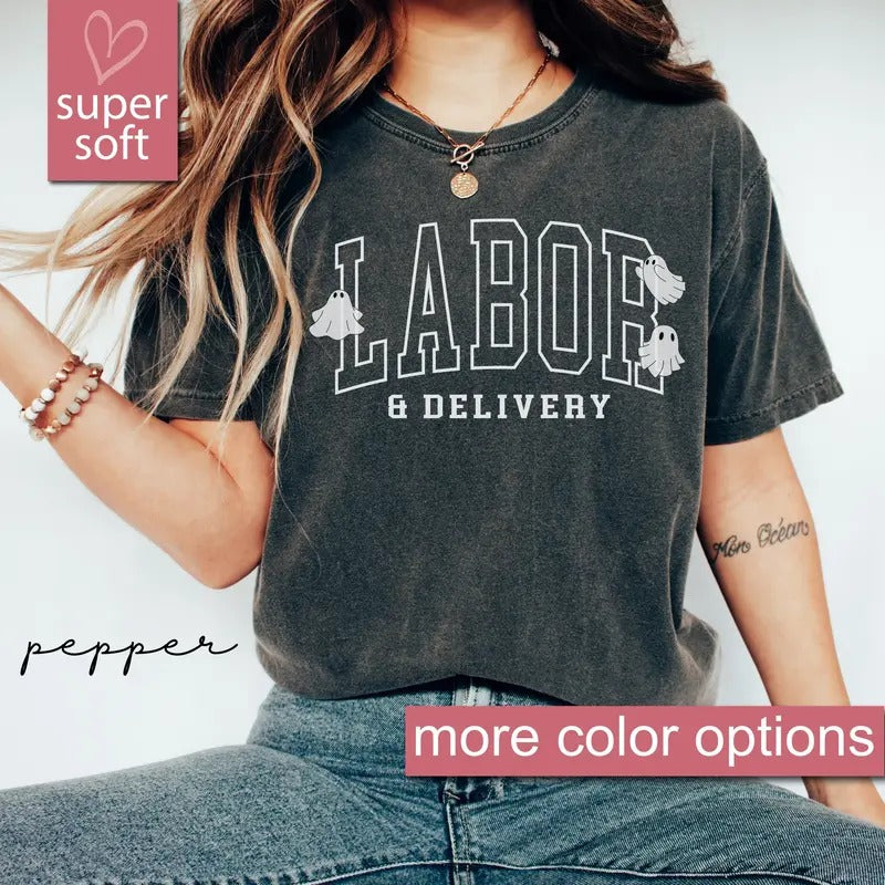 Comfort Colors Labor and Delivery Halloween Shirt, Halloween L&D Nurse, Labor and Delivery Nurse Spooky LD Squad Hospital Halloween Party