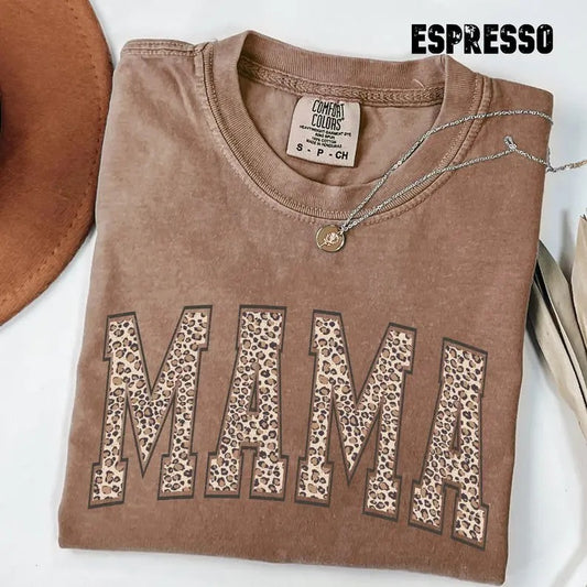 Comfort Colors Leopard Mama Shirt, Mothers Day Gift, Mom T-Shirt, Retro Mama T Shirt, Gift For Mom, Mama TShirt, Leopard Mama T-Shirt