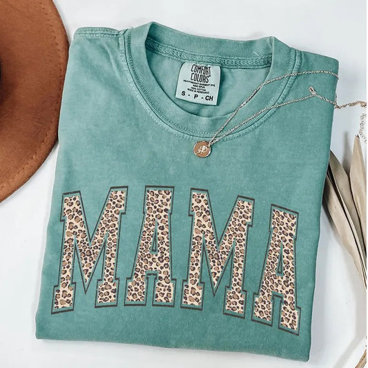 Comfort Colors Leopard Mama T-Shirt, Mothers Day Gift, Mom Shirt, Retro Mama Shirt, Gift For Mom