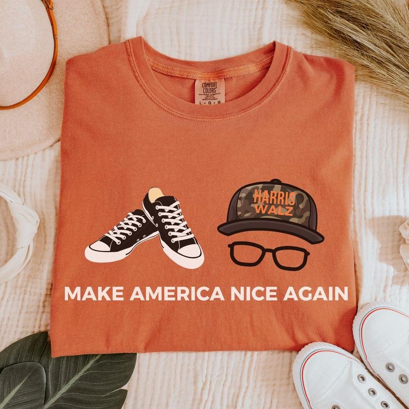 Comfort Colors Make America Nice Again Harris Walz Shirt, Kamala rally shirt, feminism shirt, vote for Kamala democratic election 2024