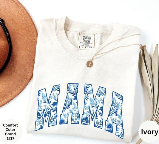 Comfort Colors Mama Shirt, Blue mama Shirt, Mothers Day Gift, Aesthetic Mom Gift, Cute Mom Shirt