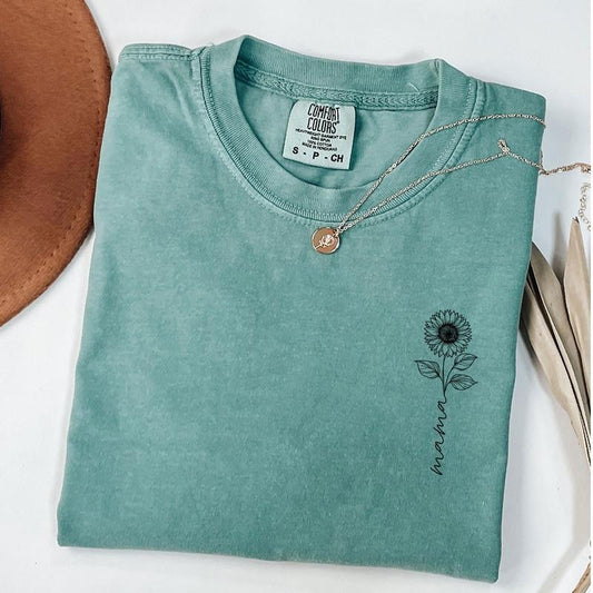 Comfort Colors Mama Sunflower Shirt, Flowers Lover Mothers Day Gift For Mom, New Mom Announcement, Cool Moms Shirt, Cute Mama Shirt, Mommy Tee