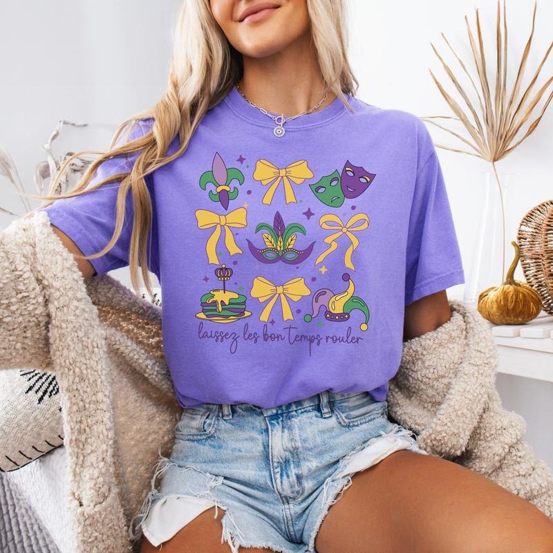 Comfort Colors Mardi Gras Shirt, Laissez Les Bon Temps Rouler Mardi Gras Shirt, Mardi Gras 2025 Louisiana T-Shirt