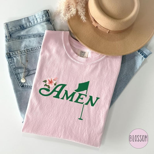 Comfort Colors Masters Golf Amen Shirt, Pink Golf Tournament Shirt, Gift Golf Birthday Party Shirt, Golf Girl T-shirt Gift, For Woman