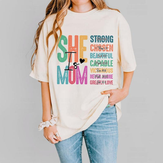 Comfort Colors Mom Christian Shirt, Christian Mom T-Shirt, Mother's Day Gifts, Mothers Day Shirt, Praying Mama, Mama Christian Tee, Retro Mom, Mom Life Shirt, Mom Religious Faith, Mom Women Top Comfortable Womenswear Breathable Casual Lady Tshirt Cotton