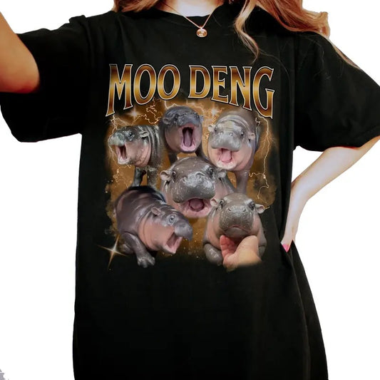 Comfort Colors Moo Deng Bootleg Rap Shirt, Vintage 90s Graphic Tee, Cute Moo Deng Shirt, Funny Bootleg Tee, Baggy T-shirt, Meme Shirt