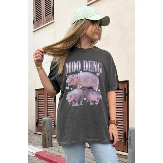 Comfort Colors Moo Deng Shirt, Cute Baby Hippo Moo Deng Bouncy Pig in Thai Hippopotamus Shirt, Hippo Lover, Pygmy Hippo Moo Deng Shirt