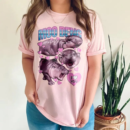 Comfort Colors Moo Deng T-Shirt, Moo Deng Bootleg Merch, Moo Deng Gift, Baby Pygmy Hippo Moo Deng Shirt