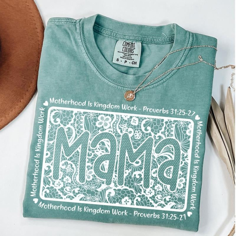 Comfort Colors Motherhood Is Kingdom Word Shirt Shirt, Retro Floral Mama Shirt, Christian Mom T-Shirt, Mothers Day Gift, New Mom Gift