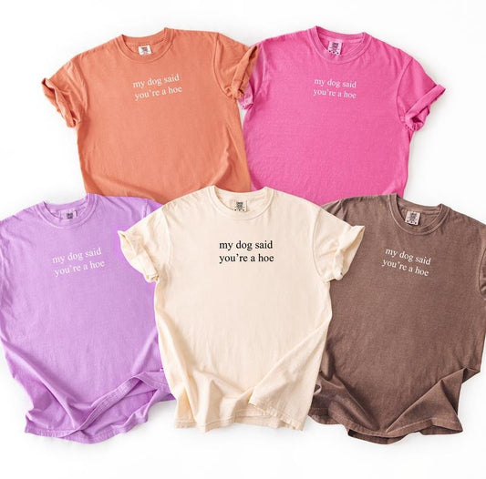 Comfort Colors My Dog Said You're A Hoe TShirt, Minimalist Dog Lover Shirt, Funny Dog Moms Shirt, Animal Lover Gift, Dog Mom Gift,Shirt for Dog Lovers