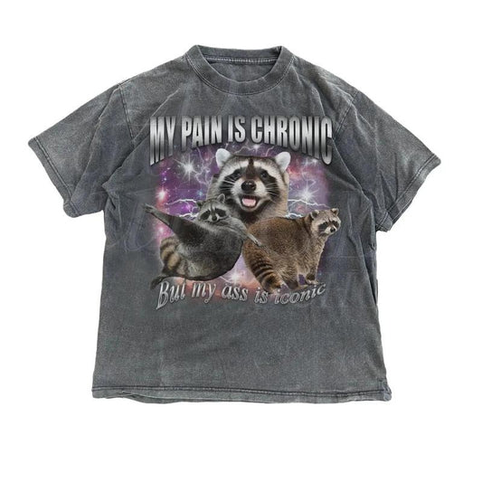 Comfort Colors My Pain Is Chronic Raccon Vintage Bootleg T-Shirt, Funny 90s Retro Raccoon Tee, Weird Shirt, Meme T Shirt, Trash Possums, Crazy Shirts