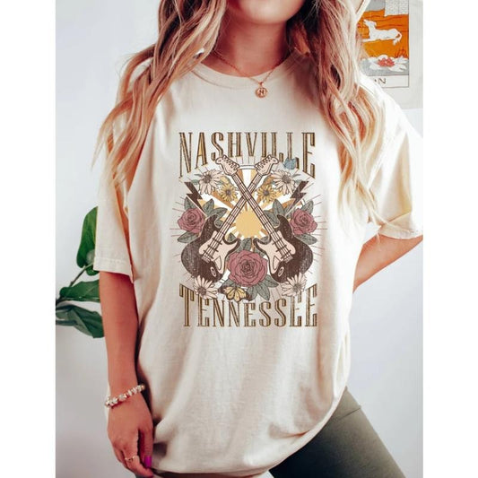 Comfort Colors Nashville Shirt, Retro Distressed Tee, Music City Concert Shirt, Western Tennessee Graphic Tee
