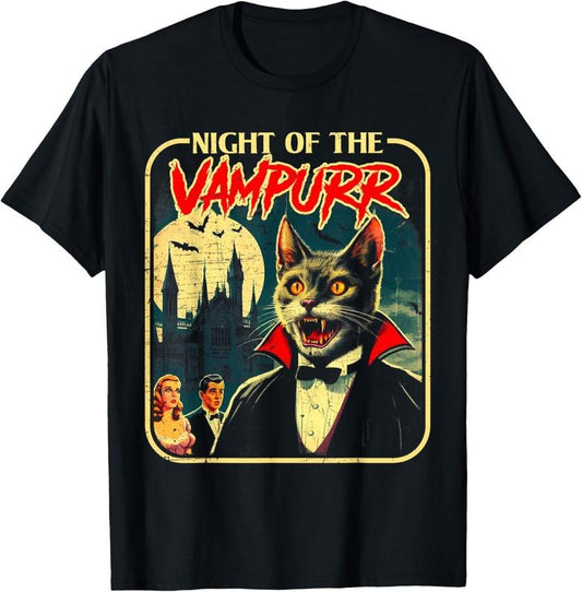 Comfort Colors Night of the Vampurr Funny Cat Halloween T-Shirt