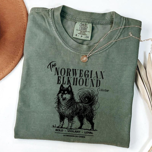 Comfort Colors Norwegian Elkhound T-Shirt, Elegant Standard Norwegian Elkhound Tee, Dog Lover Shirt, Ink Sketch Poodle Shirt, Vintage Pet Graphic Tee