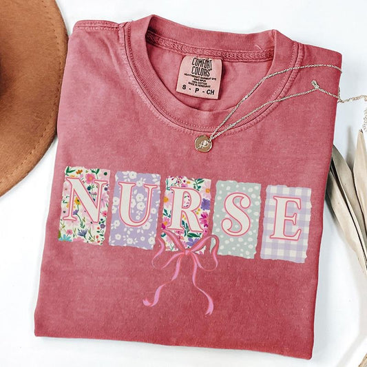 Comfort Colors Nurse Shirt, Coquette Bow RN Tshirt, Registered Nurse Grad T-Shirt, Spring LPN Tee, Springtime Nurse Shirt, Graduation Gift
