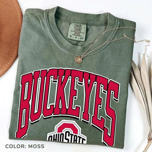 Comfort Colors Ohio State Buckeyes Walk Tall T-shirt Licensed Franklin Graphic Tee Game Day Style Collegiate Spirit Wear Soft Fit Sporty