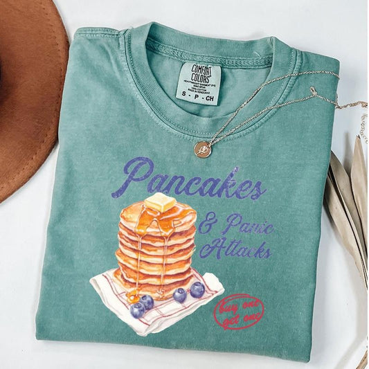 Comfort Colors Pancakes and Panic Attacks T- Shirt, Vintage Style Shirt, Mental Health Shirt