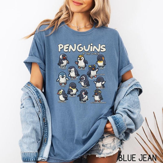 Comfort Colors Penguin T-Shirt, Penguins of the World Shirt, Antarctica Cruise Souvenir Tee, Ultra Soft Cotton Tee, Everyday Casual Wear