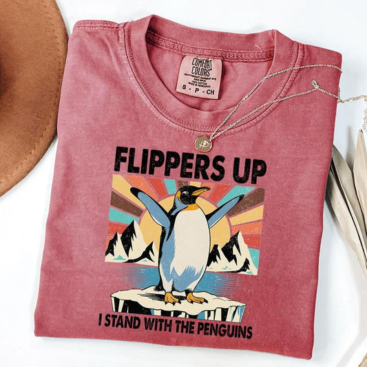 Comfort Colors Penguins Flippers Up Shirt, I Stand With The Penguins Shirt, Funny Penguin Shirt, Funny Saying, Penguins Tariff, Heard Island, Penguin Taxes