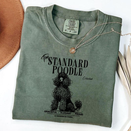 Comfort Colors Poodle T-Shirt, Elegant Standard Poodle Tee, Dog Lover Shirt, Ink Sketch Poodle Shirt, Vintage Pet Graphic Tee, Proud Dog Owner Gift