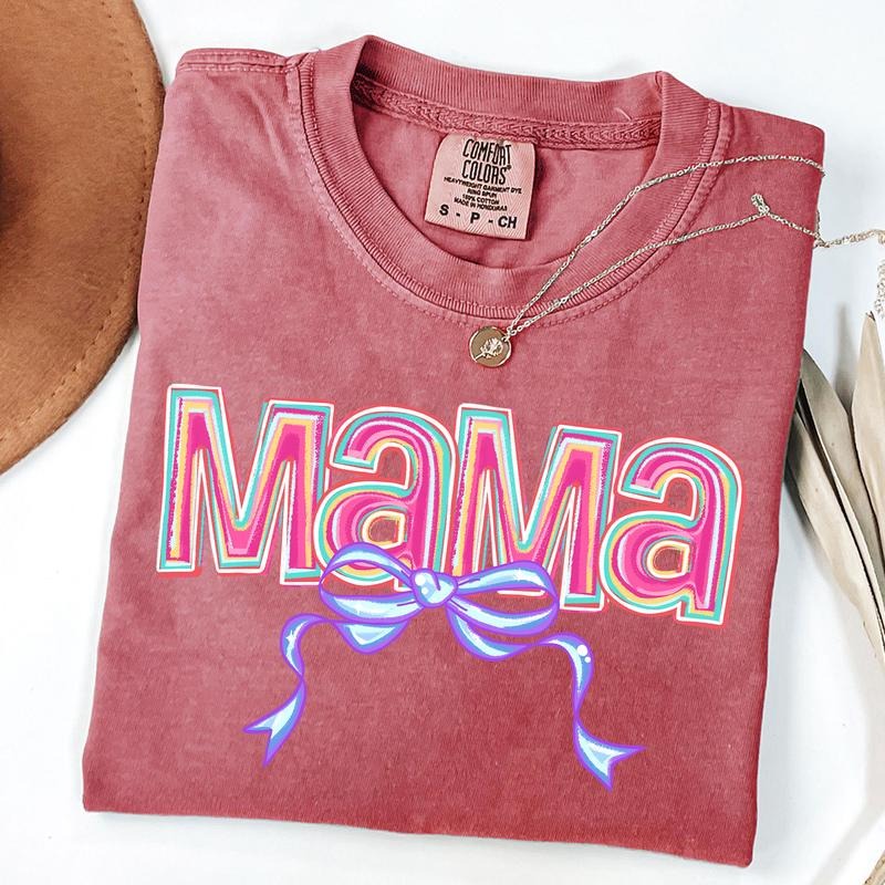 Comfort Colors Preppy Mama Brushstroke Shirt, Mama T-Shirt, Pink Mama Coquette Tee, New Mom Gift