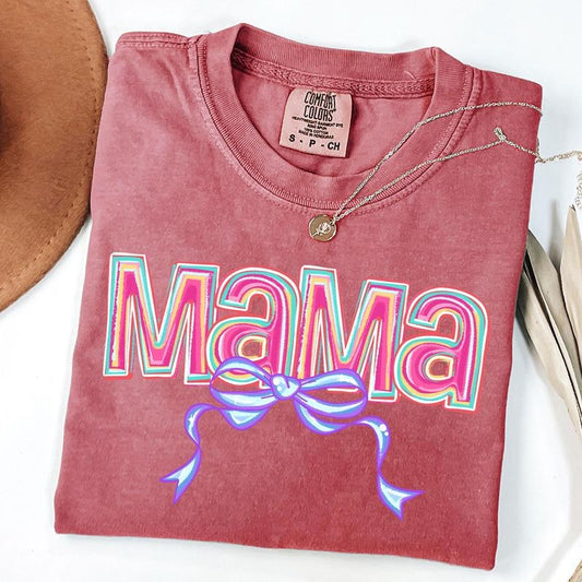 Comfort Colors Preppy Mama Brushstroke Shirt, Mama T-Shirt, Pink Mama Coquette Tee, New Mom Gift