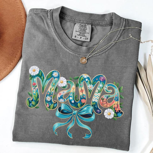 Comfort Colors Preppy Mama Shirt, Mama Flower Tee, Floral Mom T-Shirt, Mothers Day Gift