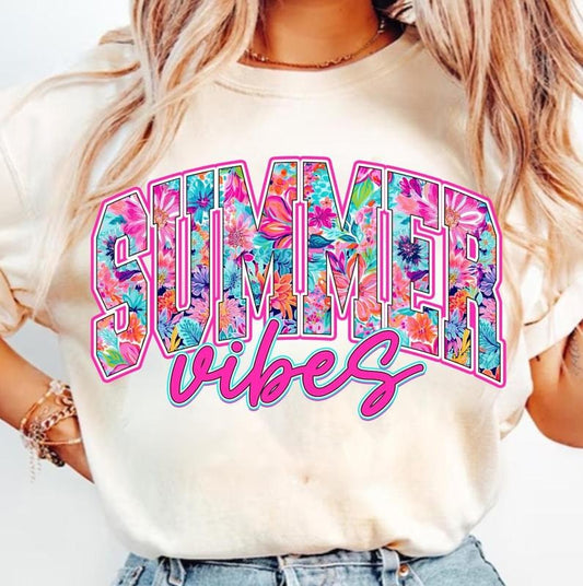 Comfort Colors Preppy Summer Vibes T-Shirt, Summer Brushstroke T-Shirt, Hello Summer Shirt, Girly Summer Coquette Shirt,...
