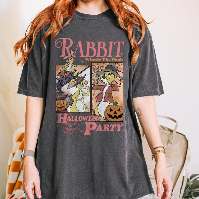 Comfort Colors Rab.bit Halloween Party Shirt, Pooh Halloween Shirt, Fall Shirt, Spooky Season Shirt