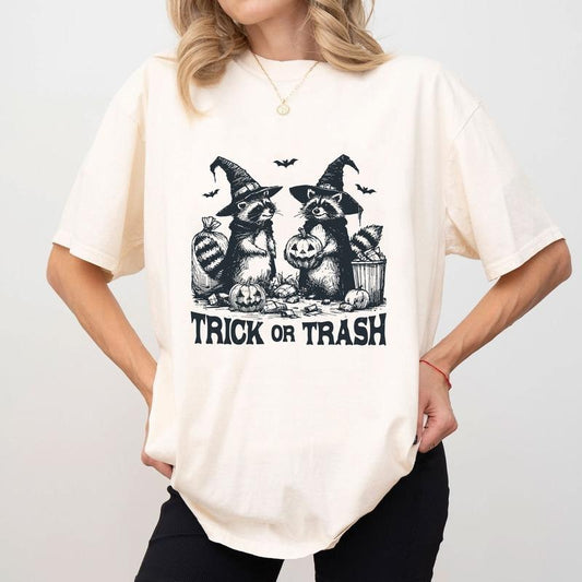Comfort Colors Raccoon Trick or Trash Halloween Shirt, Vintage Raccoon Shirt, Sarcastic T-Shirt, Raccoon Halloween Gifts
