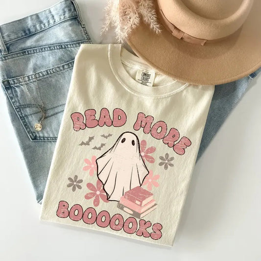 Comfort Colors Read More Books Ghost Shirt, Teacher Halloween Shirt, Bookish Ghost T-shirt, Teacher Fall Shirt