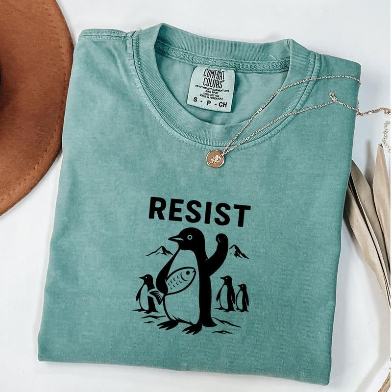 Comfort Colors Resist Flippers Up Penguins Shirt, FDT Shirt Resistance Protest, Penguins Against Tariffs Shirt, I Stand With Penguins Shirt
