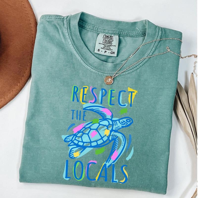 Comfort Colors Respect The Locals Shirt, Sea Turtle Tee, Beachwear T-Shirt, Vacation Outfit