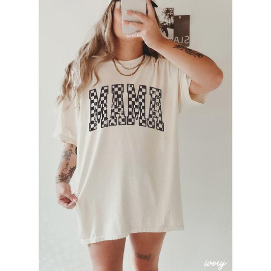 Comfort Colors Retro Checkered Mama Shirt Mothers Day Gift From Daughter for Mom, Mama Tshirt For Birthday For Her