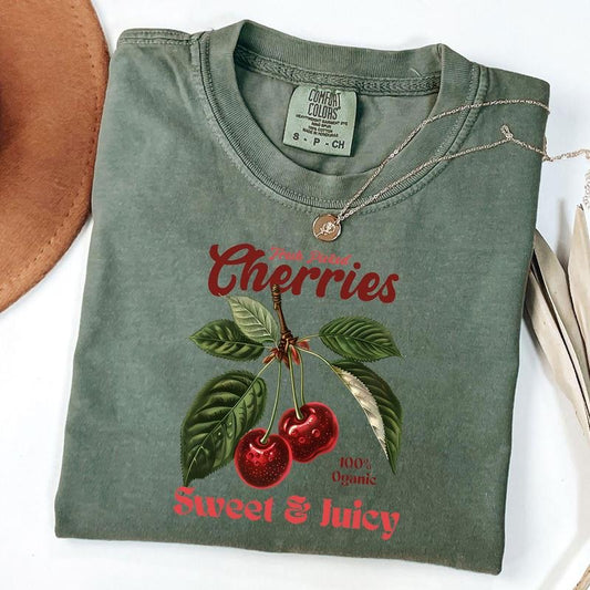 Comfort Colors Retro Cherries Commercial Graphic Shirt, Vintage Cherry T-Shirt, Unisex Cotton Tee, y2k Style T Shirt, Cool Gift For Him & Her
