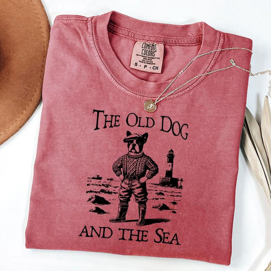 Comfort Colors Retro French Bulldog T-Shirt, Frenchie Fisherman Shirt, Funny Dog Tshirt, Vintage Dog Shirt, Fisherman Frenchie Tee, Dog Mom Dog Dad Gift