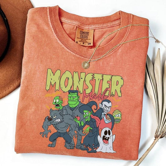 Comfort Colors Retro Halloween Shirt, Mon.ster Mash Shirt, Vintage Ghost Halloween Shirt, Monster Tee, Retro Fall Shirt